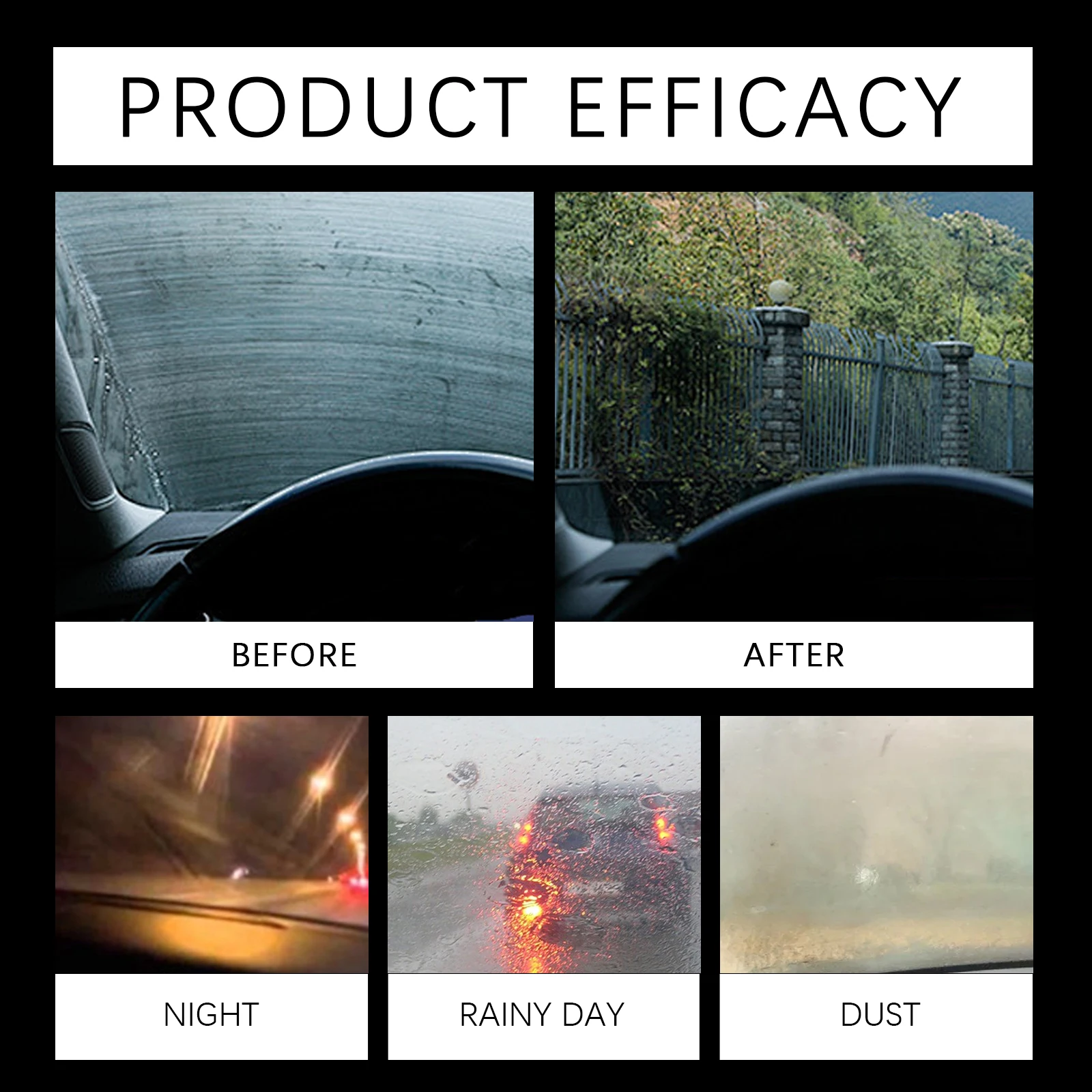 رذاذ العناية بزجاج نافذة السيارة الأمامي للحماية بزجاج السيارة يزيل بشكل فعال لفيلم الزيت رؤية واضحة ولا يسبب ضررًا على سطح الزجاج