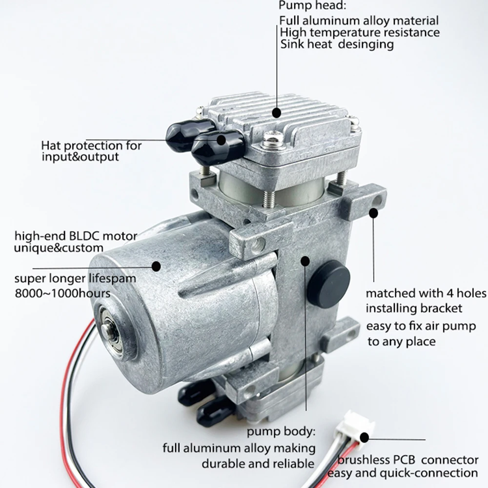Very High Pressure Factory Custom Hardware Industry Double Heads Piston Air Vacuum Pump  24V High Pressure Applications