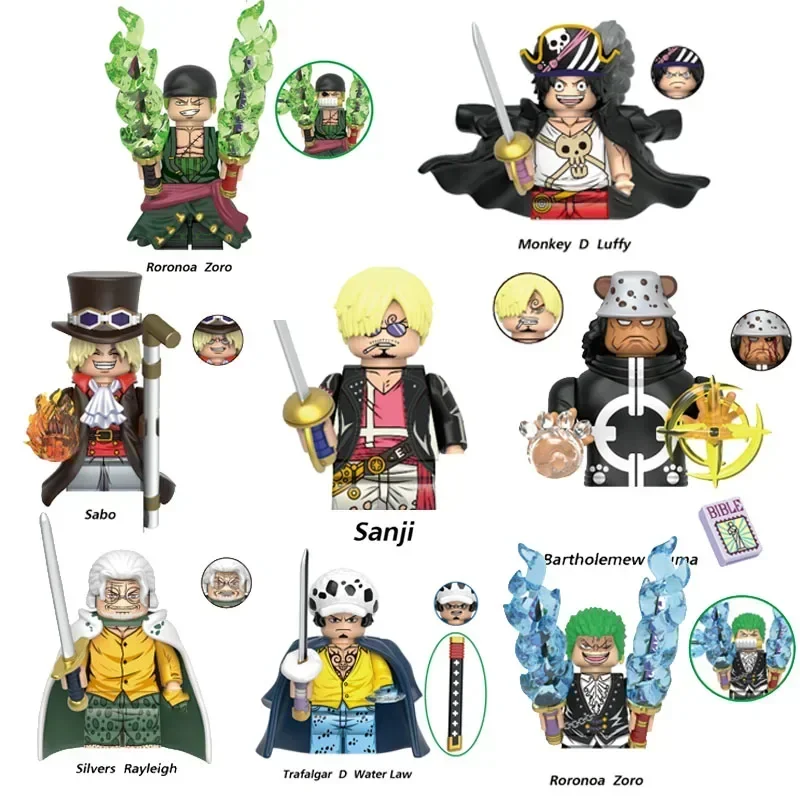 Hot Toys - Nuevos Bloques de Construcción de One Piece, Muñecos en Miniatura de Monkey D. Luffy, Roronoa Zoro, Sanji, Sabo, Silvers y Rayleigh, Figuras de Anime