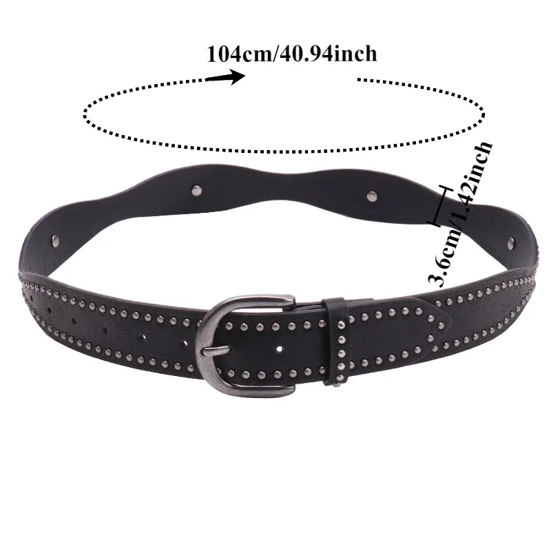 Fashionable Punk-Retro Double-Row Studded Leather Belt for Women  Trendy High-End, Versatile Belt with Decorative Details