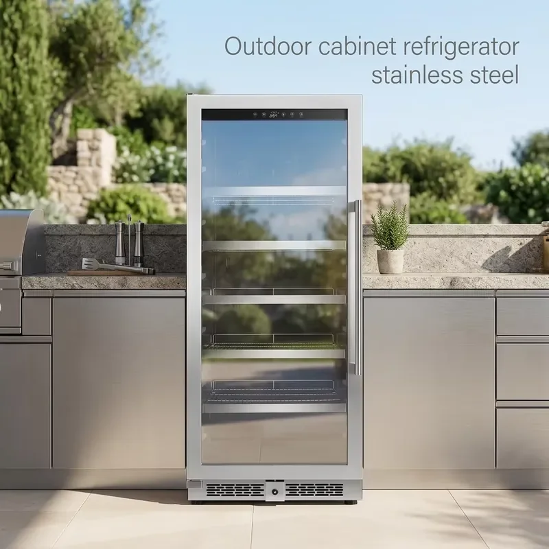 Stainless Steel Under Counter Fridge Dual Zone Built In Refrigerator Outdoor Kitchen Bar Hotel Commercial Use Drinks Cooler