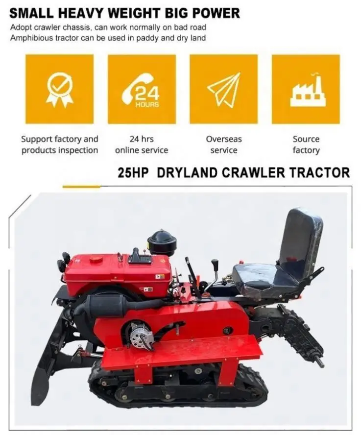 New cultivator 25Hp 35Hp crawler rotary tiller trencher for orchard greenhouse field use Factory supply