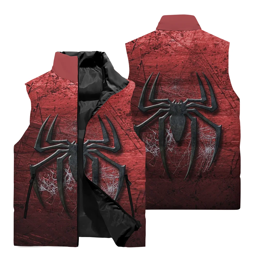 Winter Men\'s Sleeveless Jacket 3D Printed Marvel Spider-Man Pattern Fashion Street Sleeveless Vest Sports and Leisure Men\'s Vest