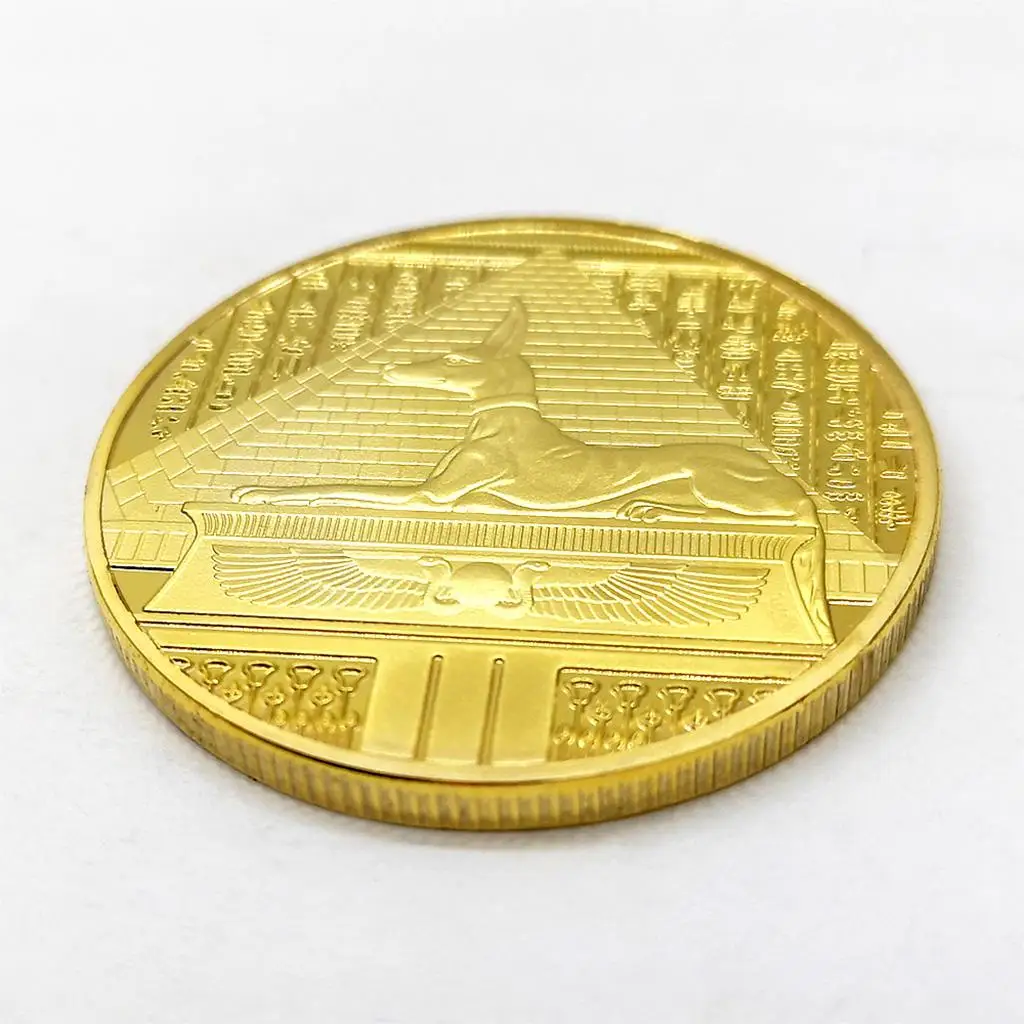 Gold Plated Egypt Souvenir Coin Anubis God of Death Commemorative Art Collectible for Gift Decoration