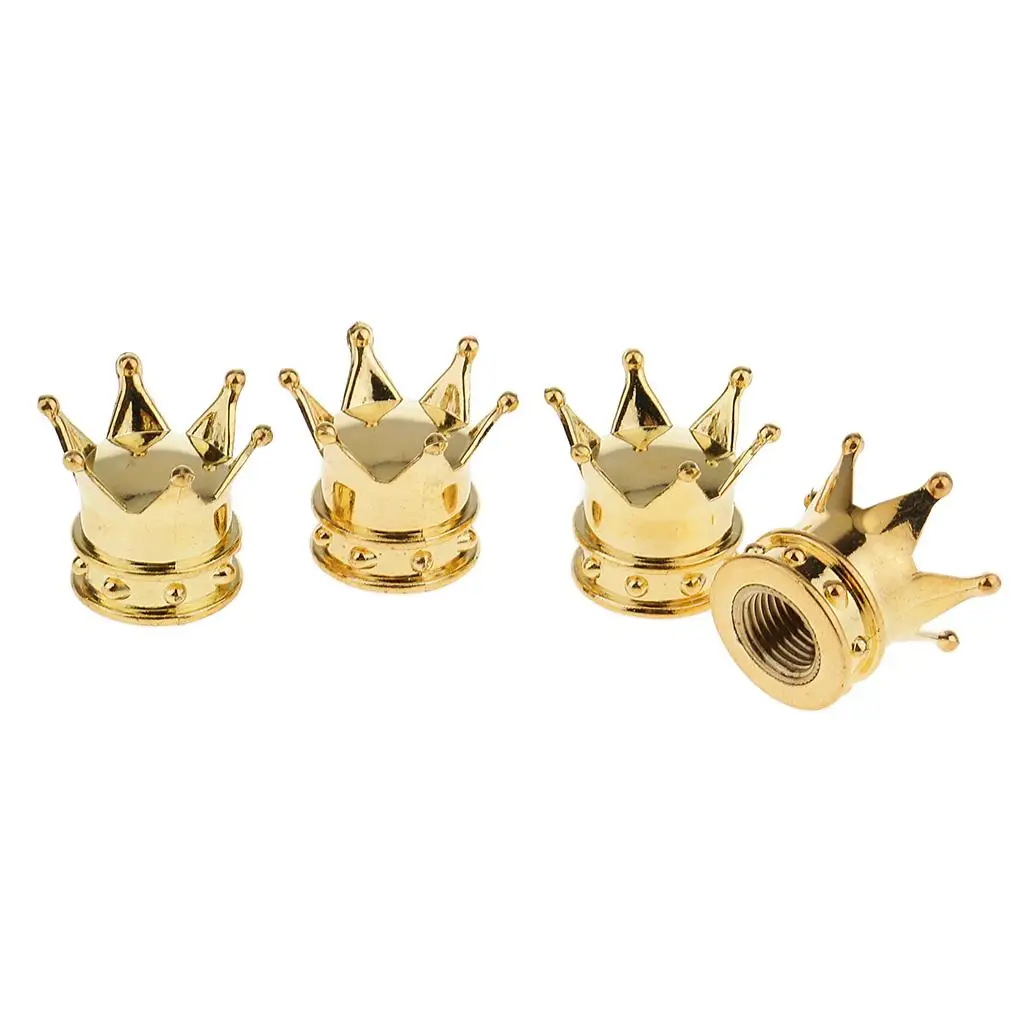 4-6pack 4x Gold Crown Car Tire Air Stem Valve Caps Wheel Airtight Screw Cover