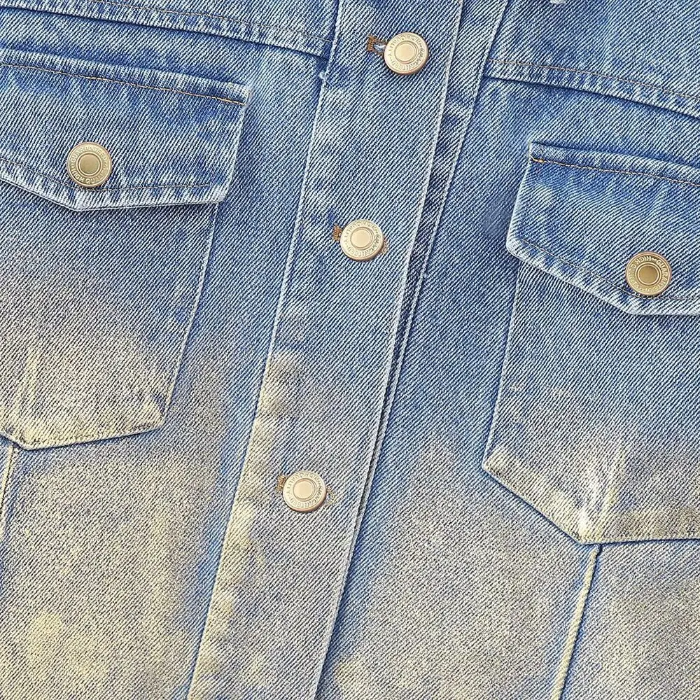 

JNLEAOG Metal Series ort Denim Jaet Женская модная осенняя новинка Sle прямого кроя с длинным воротником-стойкой и застежкой на пуговицы