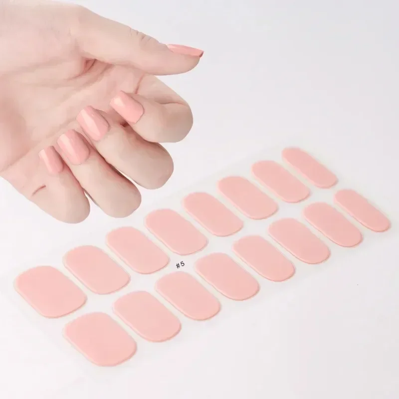 1 Sheet Semi-cured Gel UV Nail Art Stickers Solid Colors Style Design Nail Art Manicure Women Lacquer Strips On Nails Decals