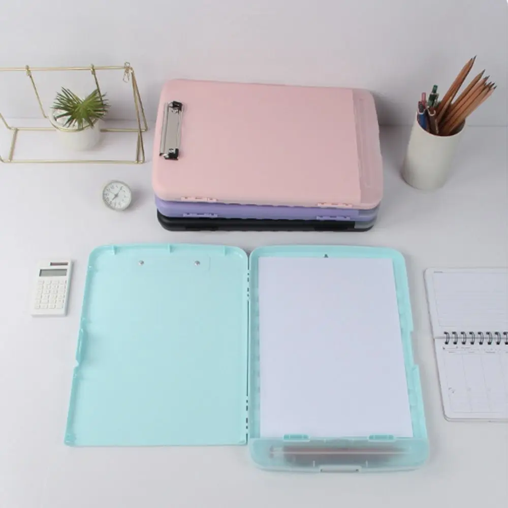 

A4 File Clipboard Box with Board Clip With Pen Holder a4 Binder Writing Board Enclosed High Capacity Plastic Documents Holder