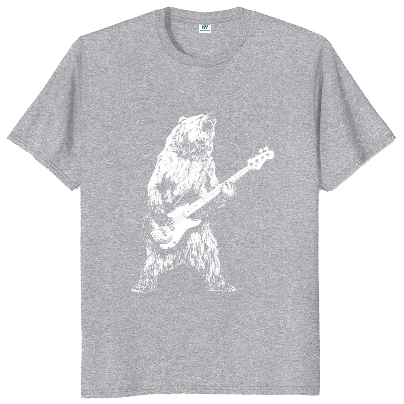 Retro Bear Playing Bass Guitar T Shirt Cats Guitar Guitarist Music Lovers Tops 100% Cotton O-neck Unisex Casual T-shirts EU Size