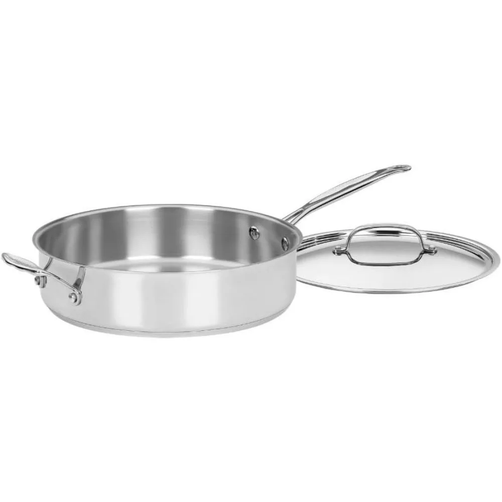 

Stainless Steel 5.5 Quart Saute Pan with Cover and Helper Handle, Chef's Classic Design for Versatile Cooking