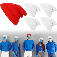 5Pcs Elf Red Whiter Halloween Costume beanie Hat Friend Christmas Costume Unisex Knit Soft Skull Cap Santa Claus Cartoon Cosplay