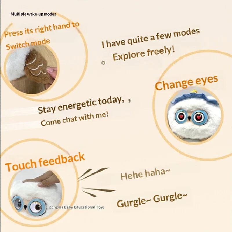 Owl AI Intelligent Companion Robot Learning Tutoring 6 Bean Buns DEEPSEEK Talk Male, Female, Children 3 Toys