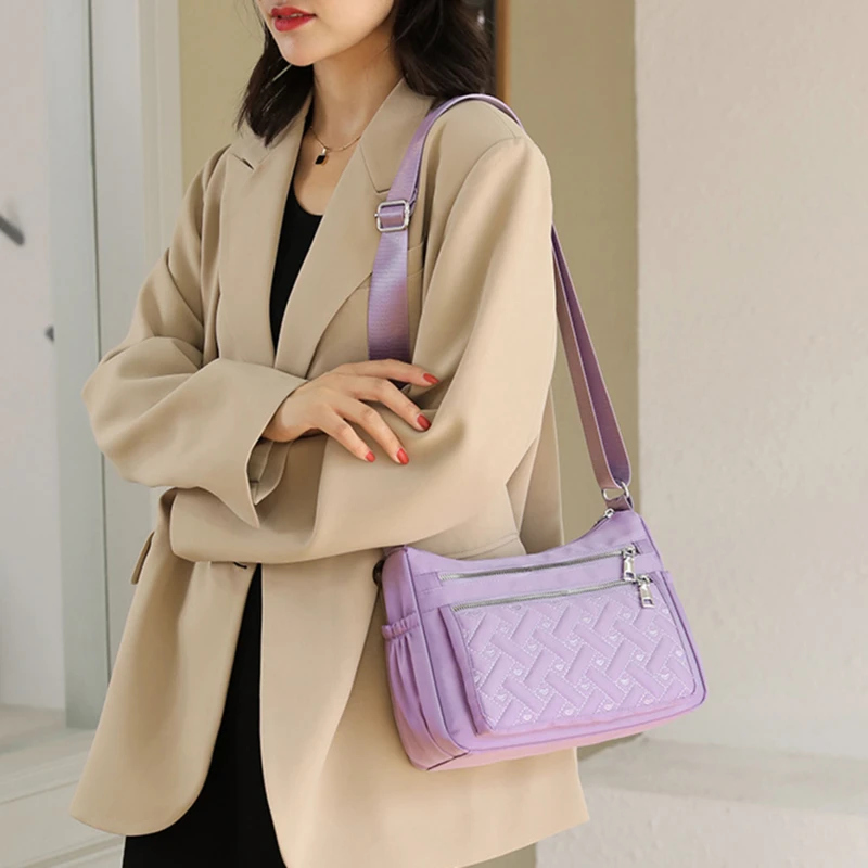 

Сумка женская многослойная нейлоновая, саквояж на плечо, мессенджер, повседневный прочный чемоданчик кросс-боди для девушек