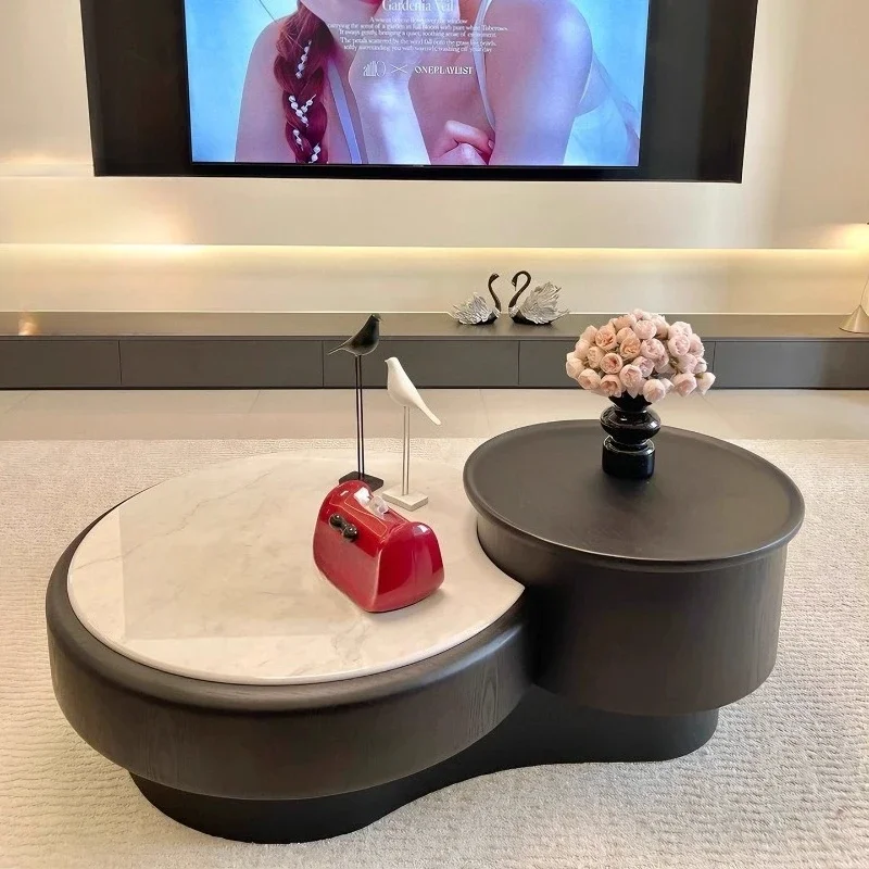

2026 new Italian minimalist coffee table light luxury high-end designer living room household round marble coffee table