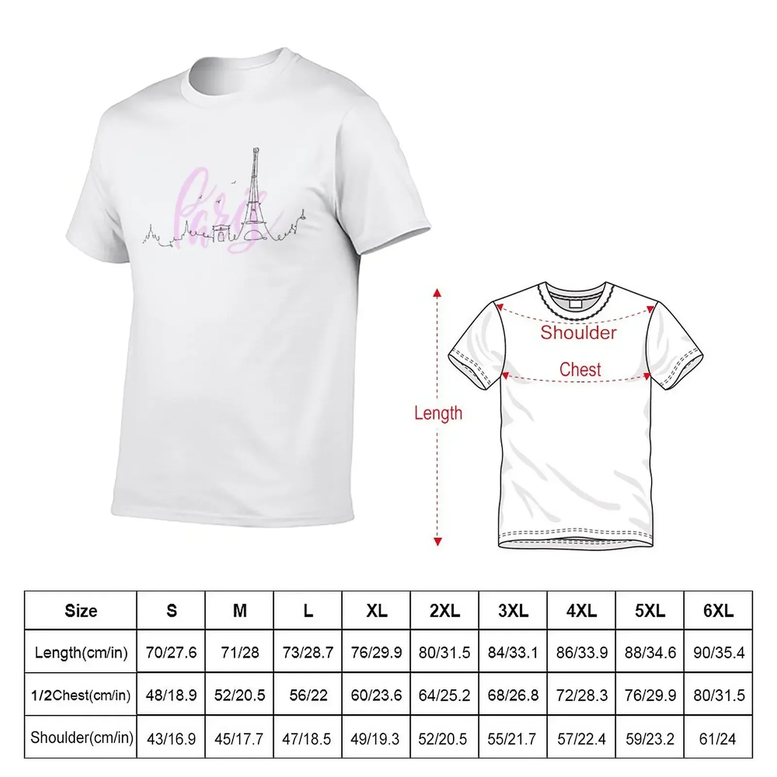 Paris Hand Drawn City Silhouette - Capital City Calligraphy T-Shirt summer tops anime Aesthetic clothing men clothing