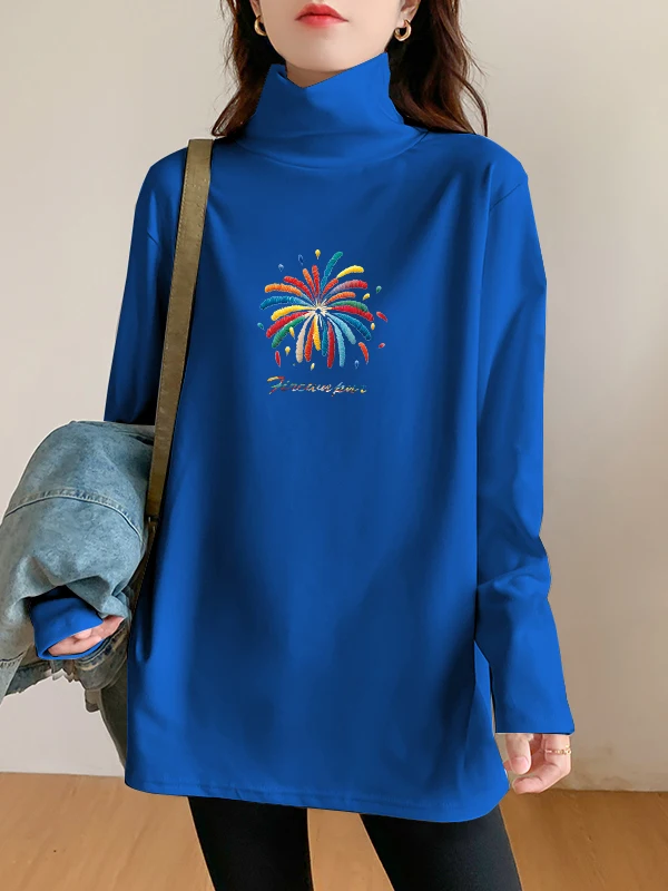 ياقة عالية الحرارية irt المرأة الجديدة Sle الخريف الشتاء Thiened المخملية فضفاضة الداخلية الدافئة كبيرة الحجم الدهون شقيقة منتصف طول #4