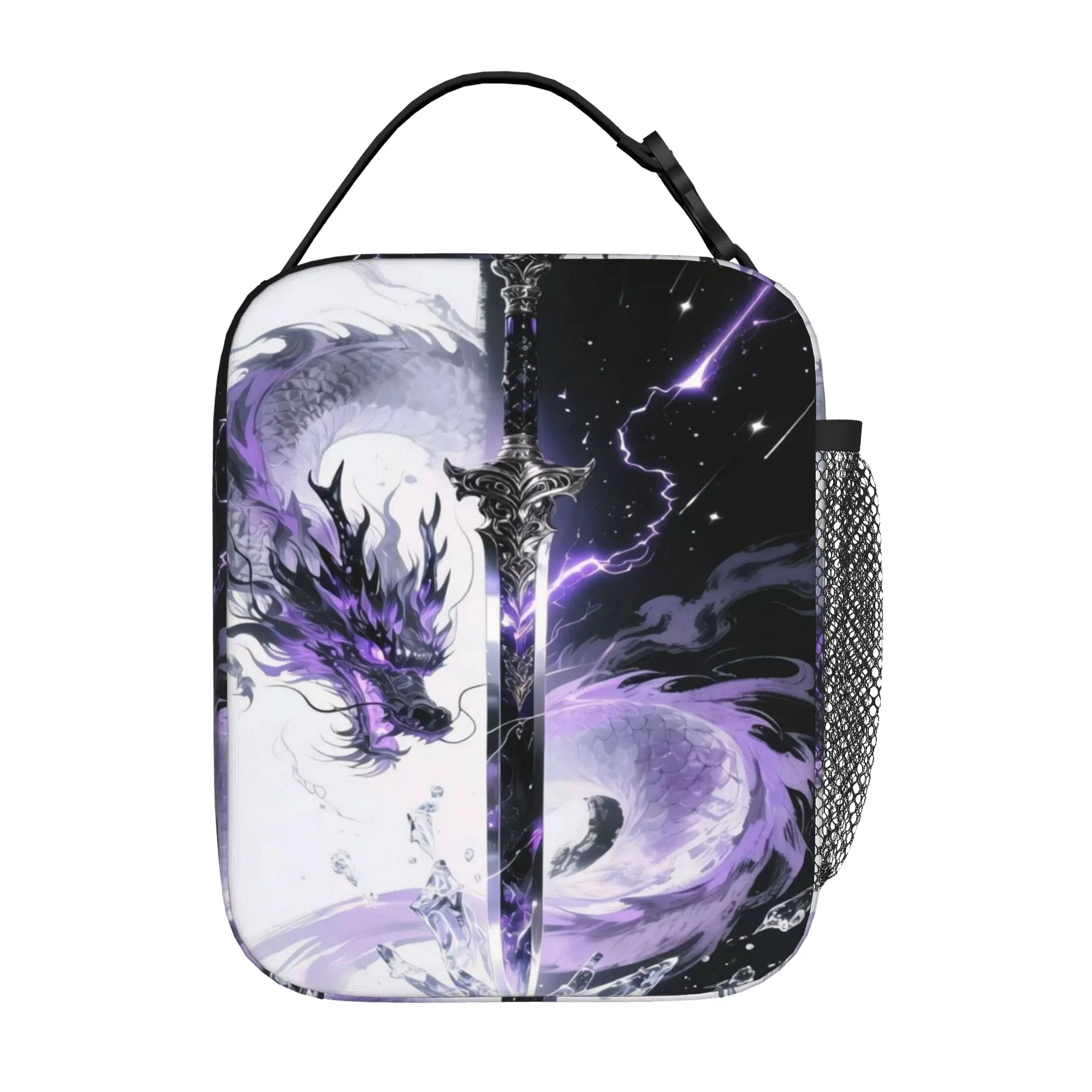 Back to school season Lunch Bag Purple Dragon Sword Anime Art Kawaii Good Quality Multi-Function Heat Preservation Lunch Bag