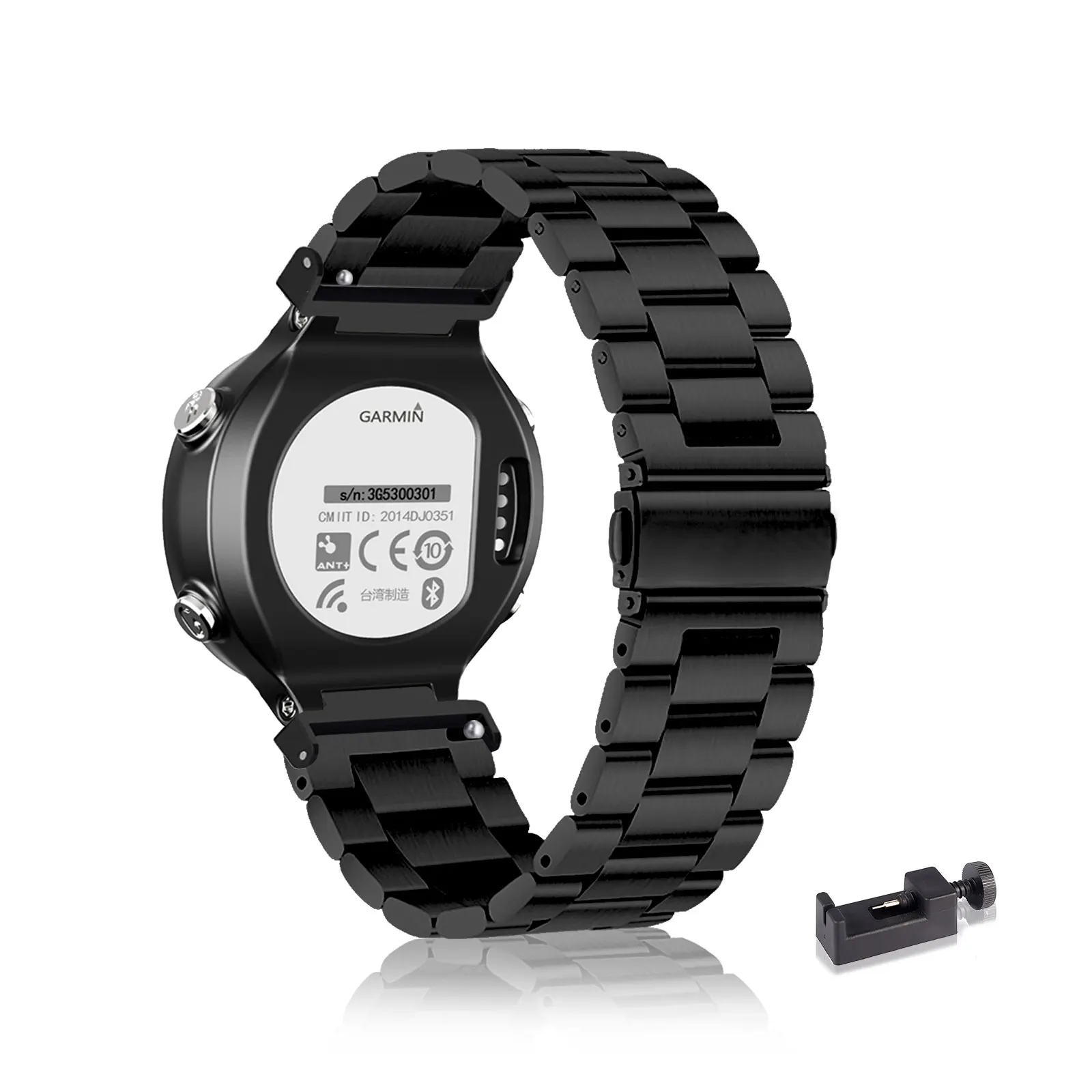 Stainless Steel Bands for Garmin Forerunner 235/230/220/620/630/735XT Band,Three Columns Metal Replacement Strap