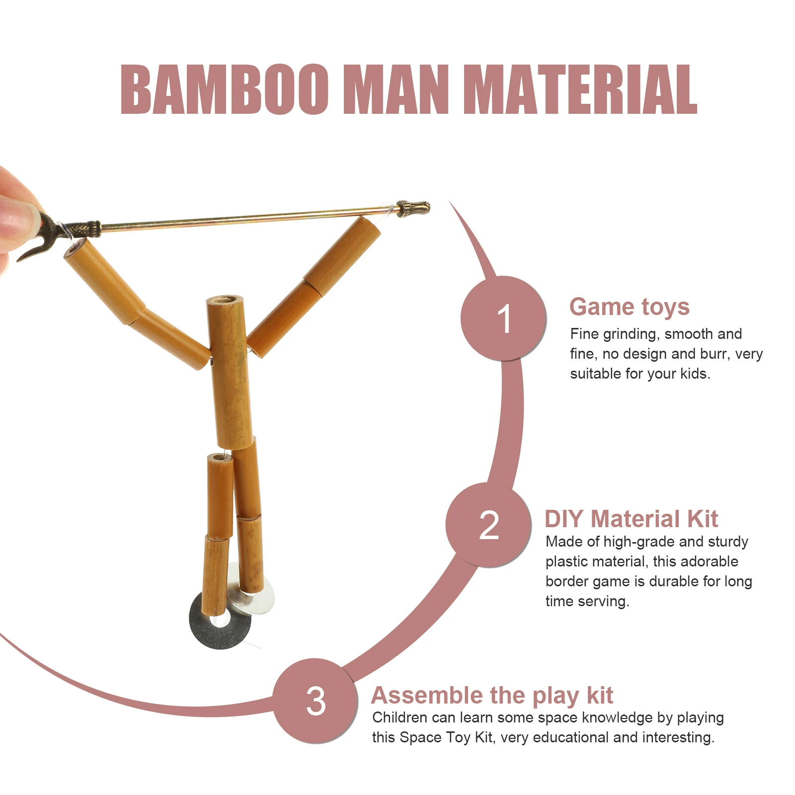 Confezione da 2 sacchetti di materiali per uomo in bambù, giocattoli, forniture per la produzione di marionette, kit artigianale per bambini, fai da te regolabile