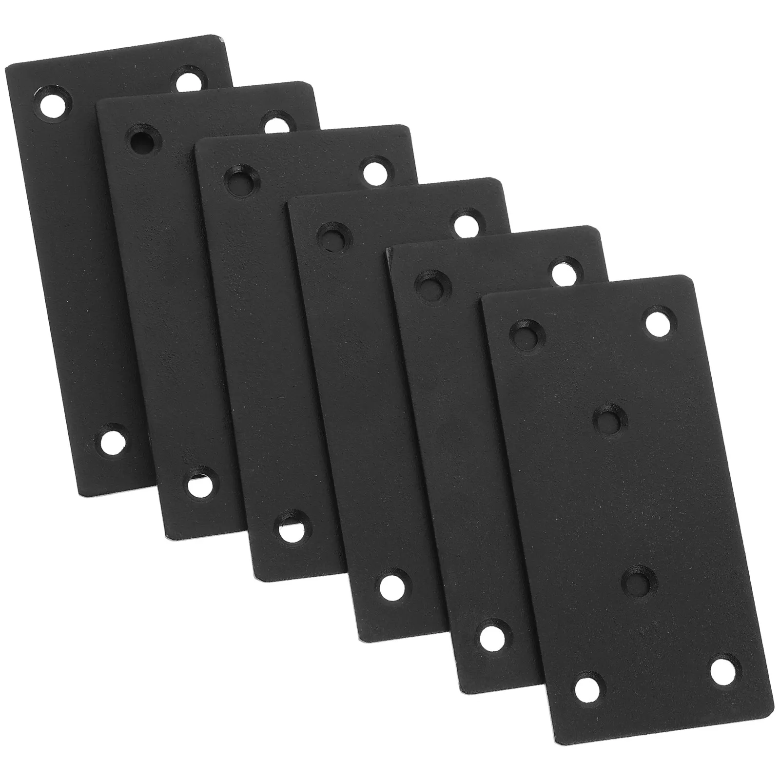 

6Sets Stainless Steel Flat Mending Plates Black Furniture Repair Brackets for Wood Beds Tables Chairs Shelf Fixing Straight