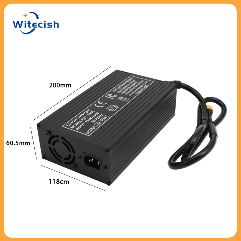 54.6v 10a carregador rápido caixa de metal de alumínio para 13s 48v 15ah 20ah 25ah bateria de lítio gx16 m16 3 pinos xlr macho 5.5x2.1mm connecto