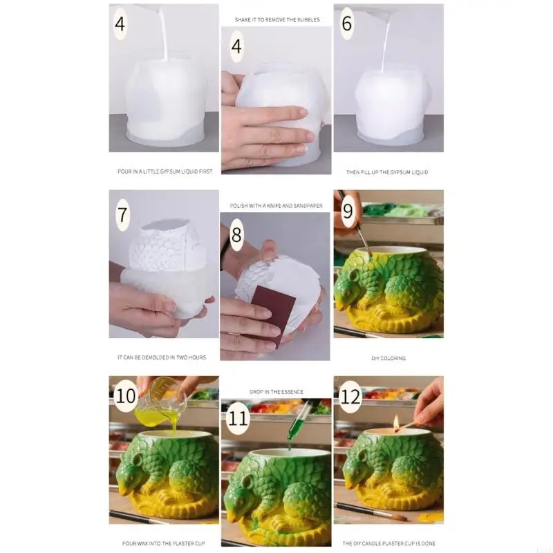  Reusable Pangolin Flowerpot Silicone Mold Jewelry Holder Crafting Supplies