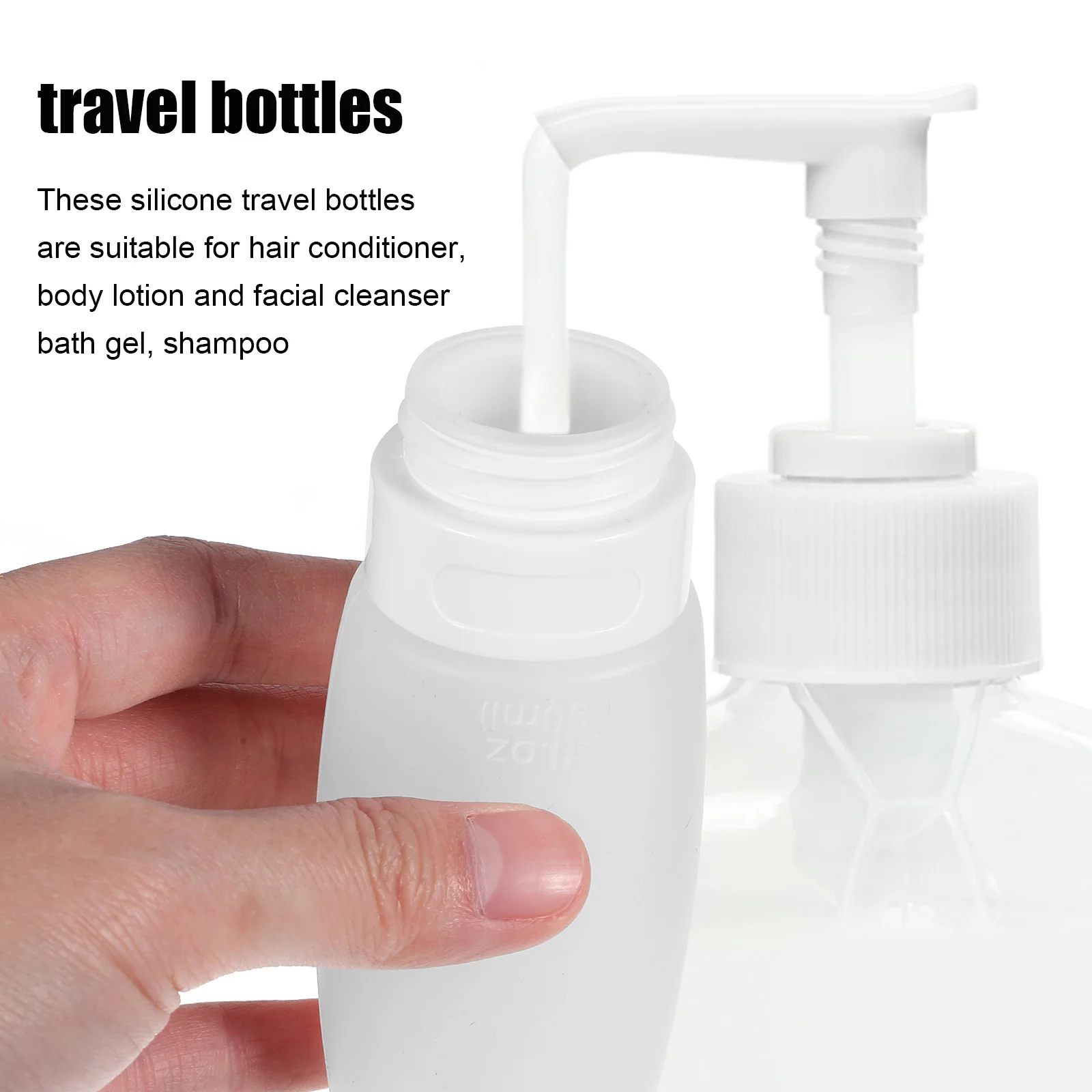 HI-Spray de toilette en bouteille, shampoing de voyage en silicone blanc, articles de toilette