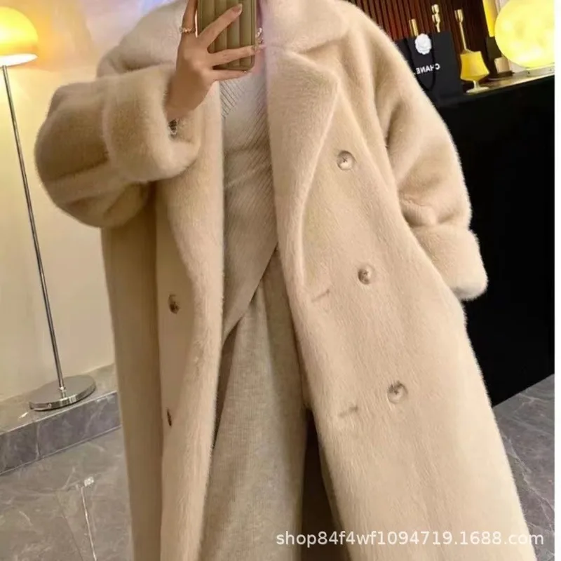 Winter Long Fur Coat Luxury Brand Soft High-quality Fluffy Faux Fur Trench Coat Women Warm Lapel Trend Outerwear Fur Jacket New