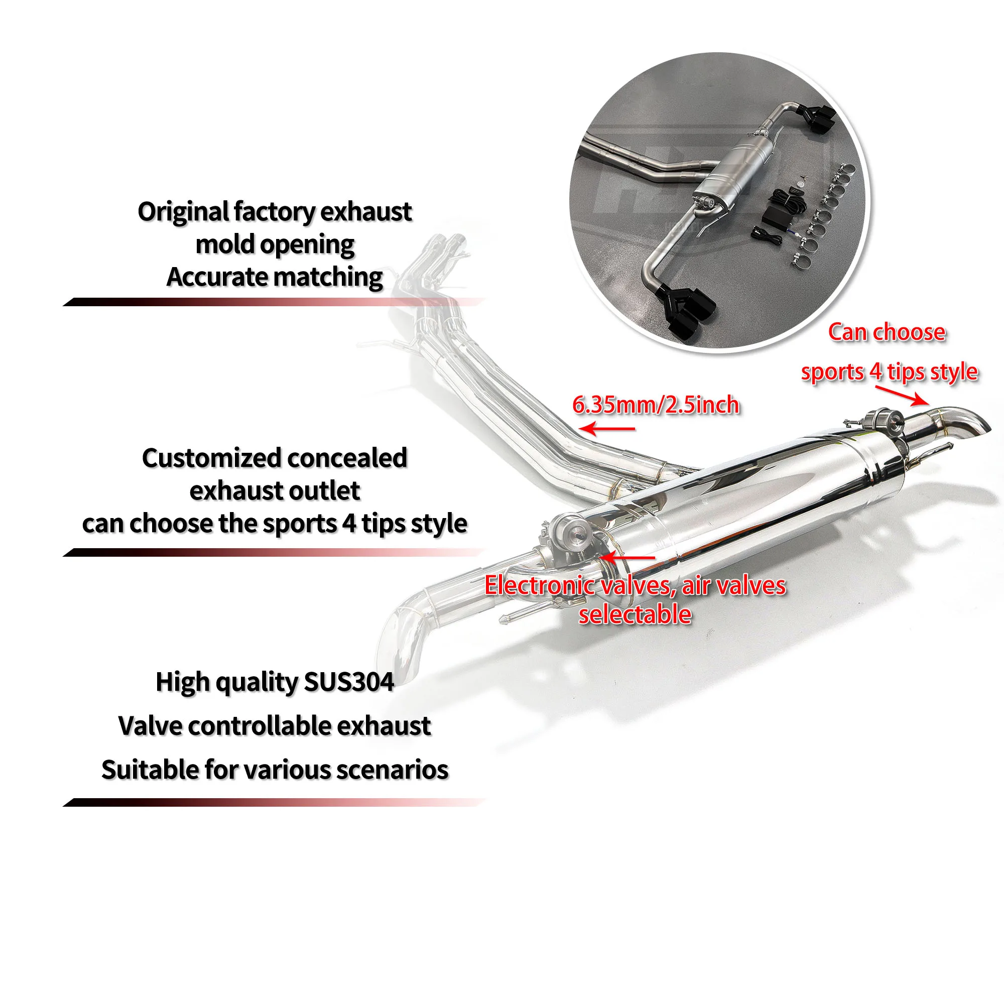 

HEO Stainless Steel High-performance Valvetronic Cat-back Exhaust Pipes For Audi Q8 3.0T EXHAUST