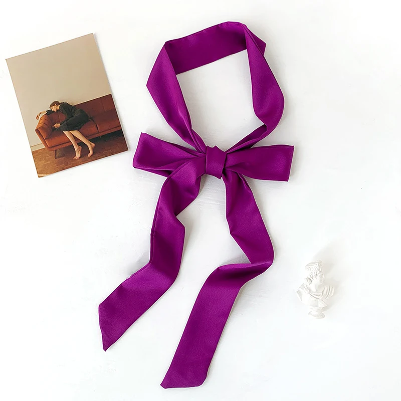 HOT Pure Double-Layer Narrow Lengthen Dress Belt For Women Imation Silk Neckerchiefs Hair Band Bag Ribbons Ladies Hat Ribbons