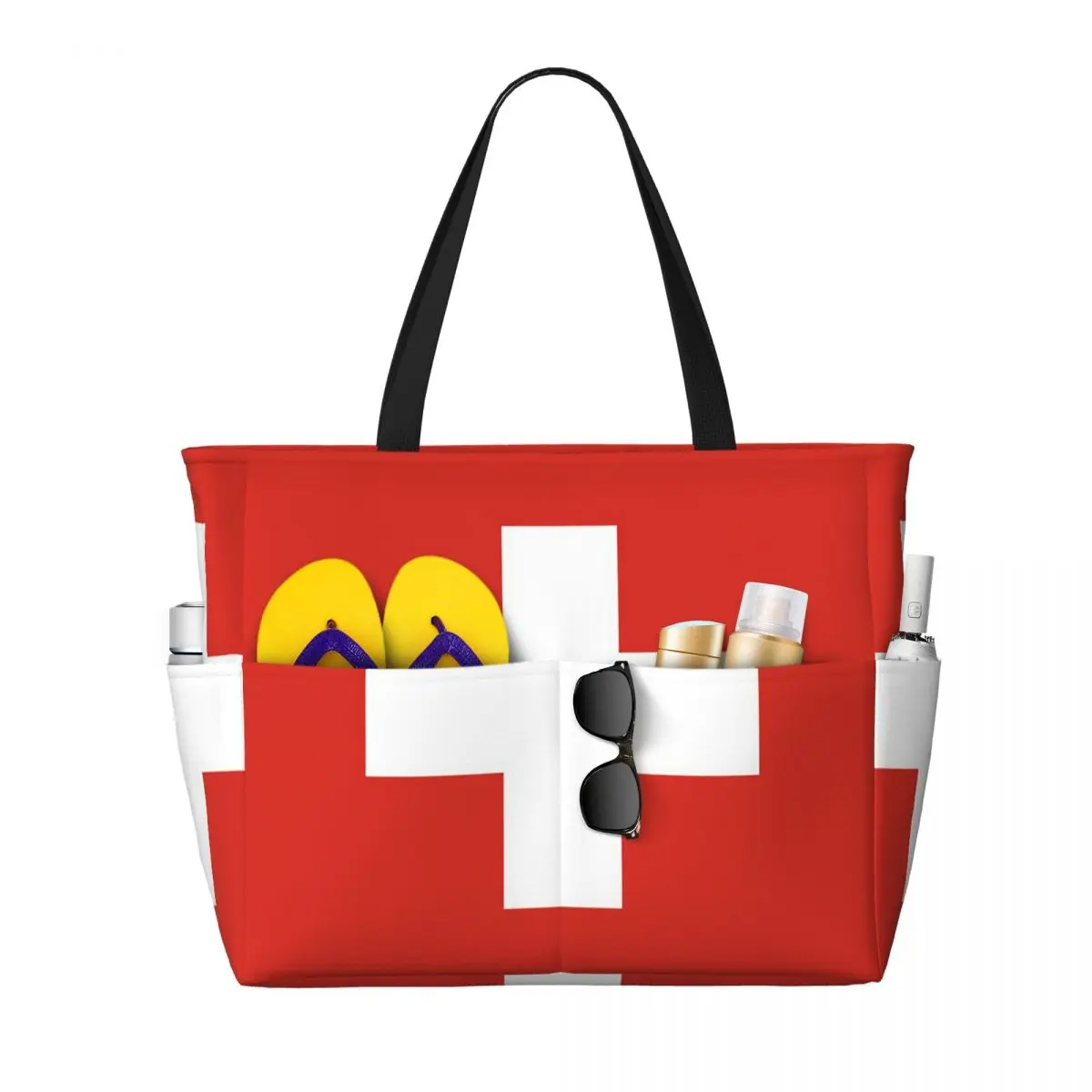 Bern Bear Swiss Flag Switzerland Coat Of Arms Beach Tote Bag Sport Gym Yoga Duffle Large Tote Bag Women Travel Bag Fitness bag