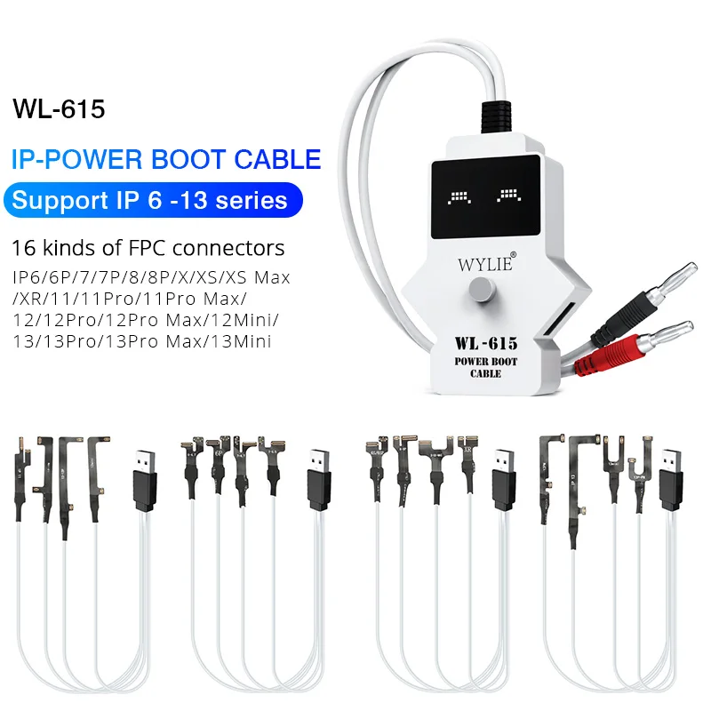 

WYLIE WL-615 One Button Power Fast Start Test Cable For iPhone 6-13 Pro Max DC Power Control Boot Cable