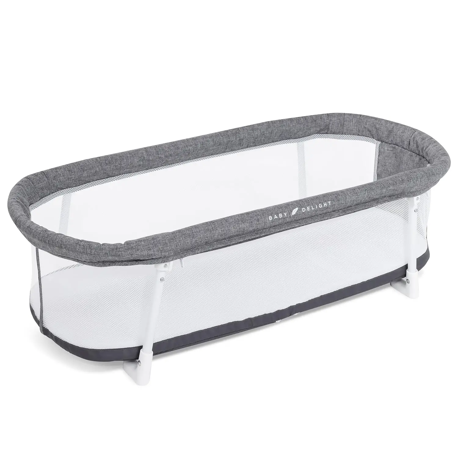 

Портативная люлька для младенцев 0-5 месяцев, легкая складная кроватка с защитной сеткой, цвет угольный твид