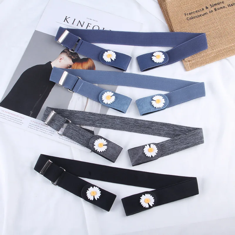 Sabuk Malas Tanpa Jejak Sabuk Pinggang Elastis Tak Terlihat Sabuk Jeans Elastis Dekoratif Wanita