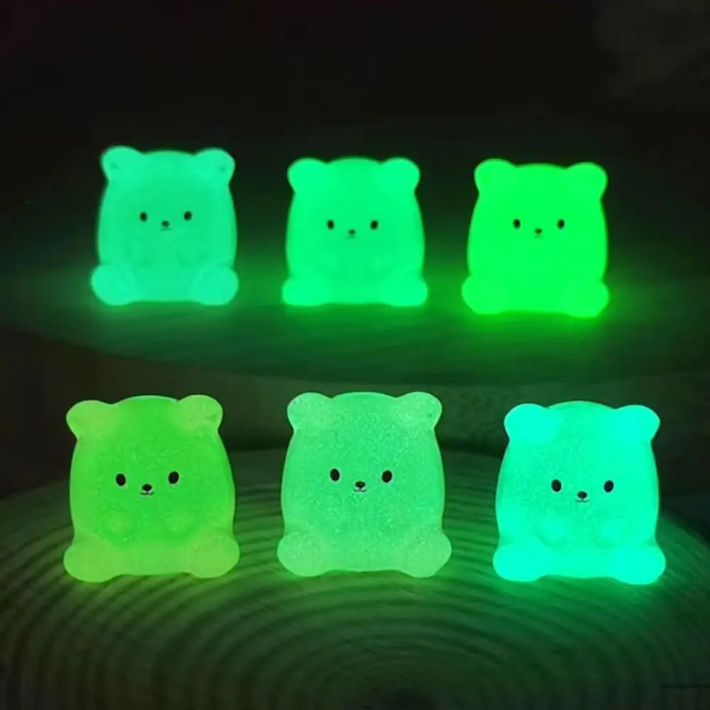 

Cartoon Luminous Small Bear Figurines Glow in Dark Resin Crafts Bear Figurines Miniatures DIY Cute Small Bear Statue