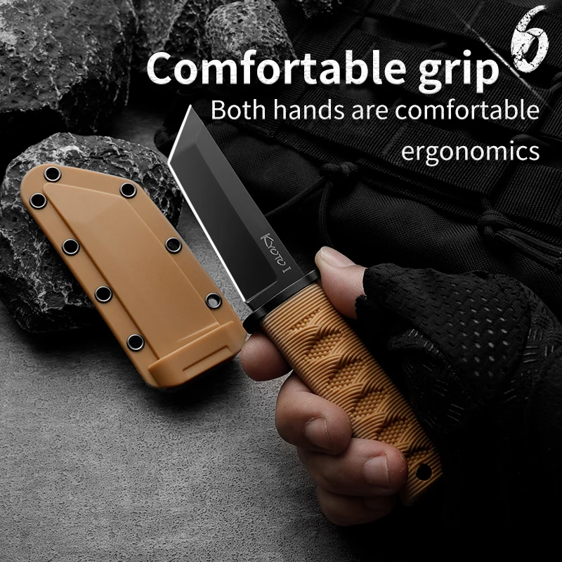 8CR13MOV Steel Hunting Knife, Survival Straight Knife, First Aid Tool Pocket Knife Outdoor Survival Knife Fixed Blade Men\'s Gift