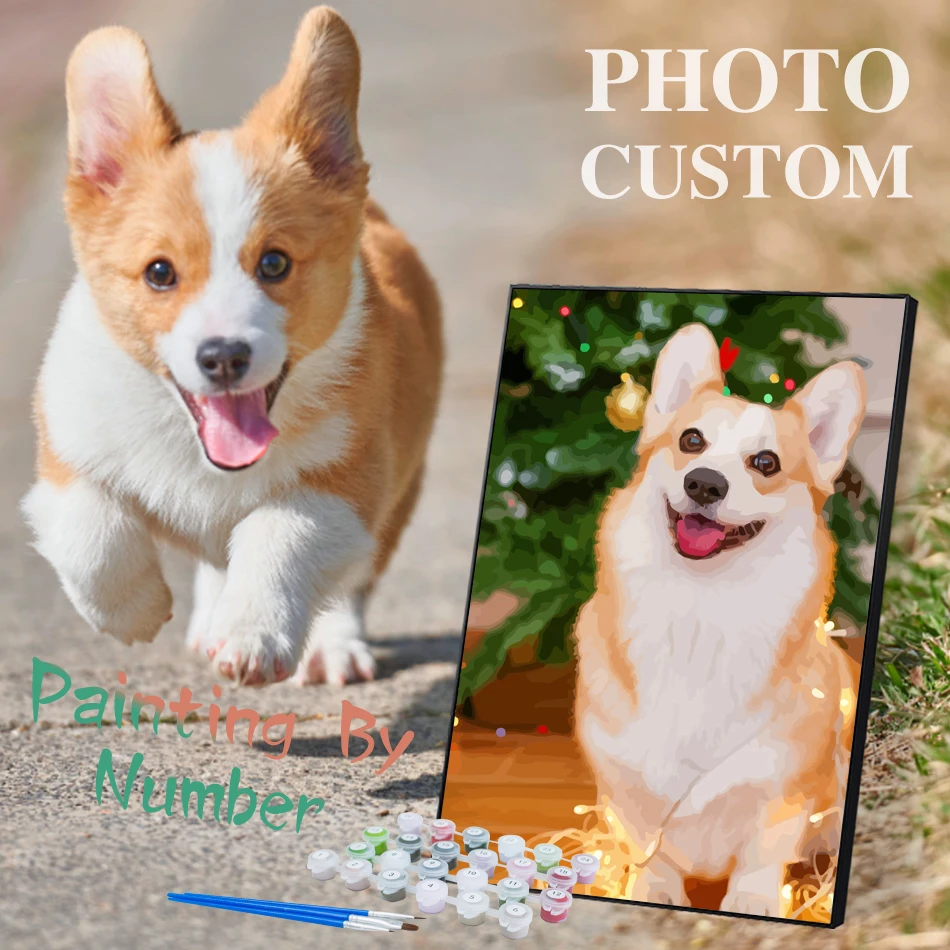 

24/36/48 Color Photo Custom Paint By Numbers On Canvas Pets Landscape Picture Customized Art Photos Home Decoration