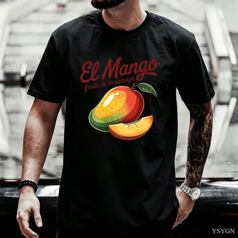El Mango Spanish Tropical Fruit Graphic T Shirt Men Women Vintage Retro Slice Print Tee Cotton Loose Latino Summer Casual Tops