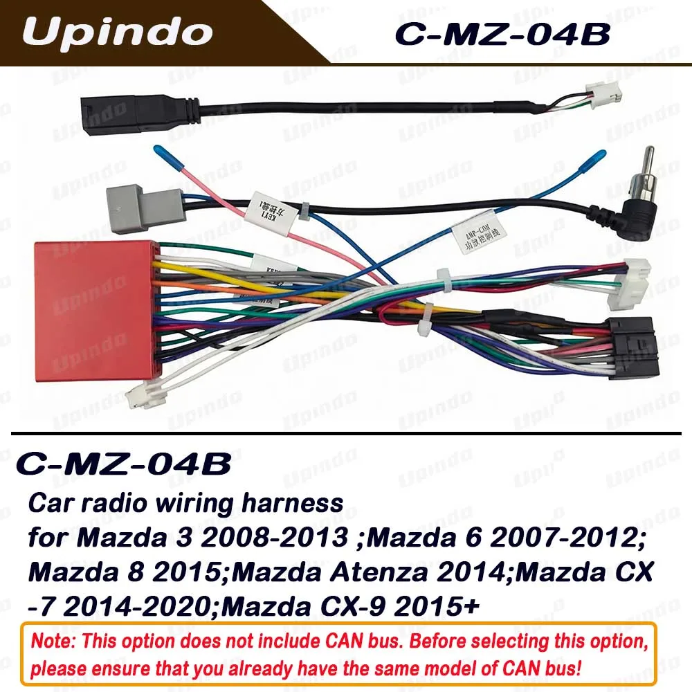 Car Android Radio Power Wiring Harness CAN-Bus Adapter Stereo Head Unit Cable For Mazda 3 6 8 Atenza CX-7 CX-9