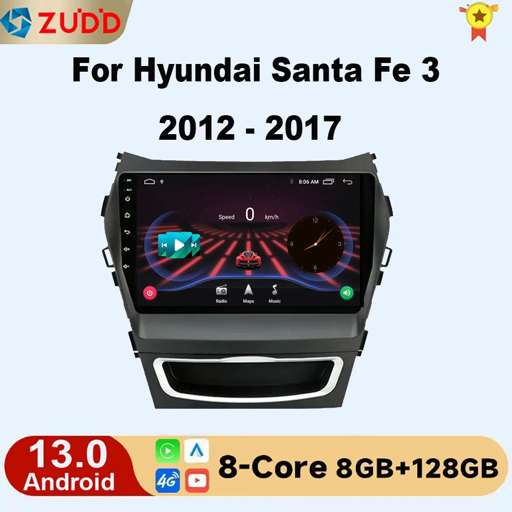 

2 Din Android 13 Car Stereo Radio Multimedia Video Player For Hyundai Santa Fe 3 Grand IX45 2012-2017 Navigation GPS 4G Carplay