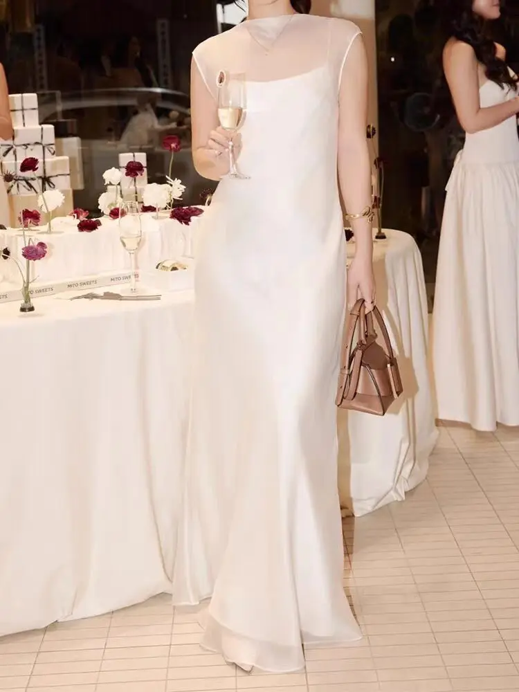 Elegant White Wedding Dress 2026 New Style Bridal Gown Luxury Simple Design Long Evening Dress for Engagement Party Wedding