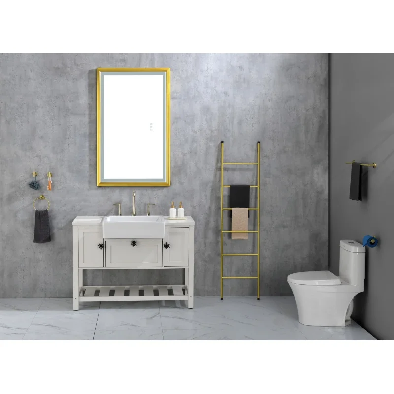 42 pol. L x24 pol. H Espelho LED com moldura retangular de grandes dimensões, antiembaçante, regulável, montagem na parede, espelho de vaidade do banheiro