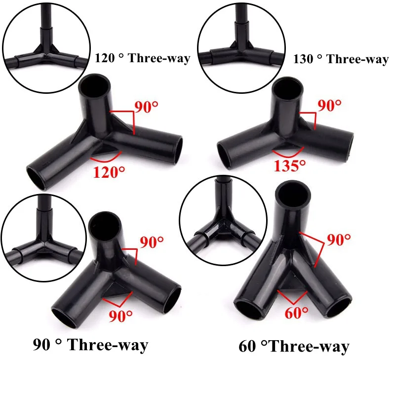 2-30Pcs ABS Black Joint 12mm Inner Dia Three-way Four-way 90° Elbow Pipe, Connector Plant Support Wardrobe Tent Mixed Fittings