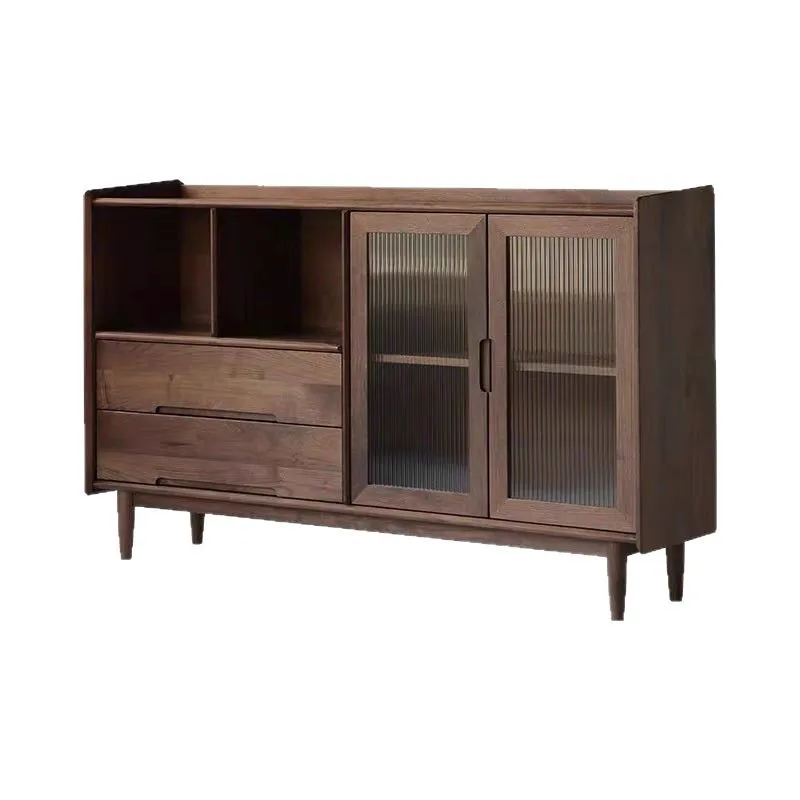 

Nordic solid wood dining side small apartment simple living room locker walnut wall kitchen integrated storage tea