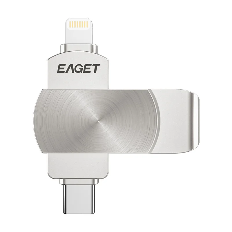 EAGET-Mini Pen Drive de Metal i66Pro MFi, con certificación oficial, USB 3,0, OTG, Apple tipo C, alta velocidad, 128GB, 256GB