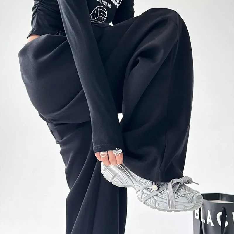 FANAN Oversized Women Gray Sweatpants Y2K America Style Retro Baggy Pants Female Casual Sports Streetwear Hip Hop Trousers 2025