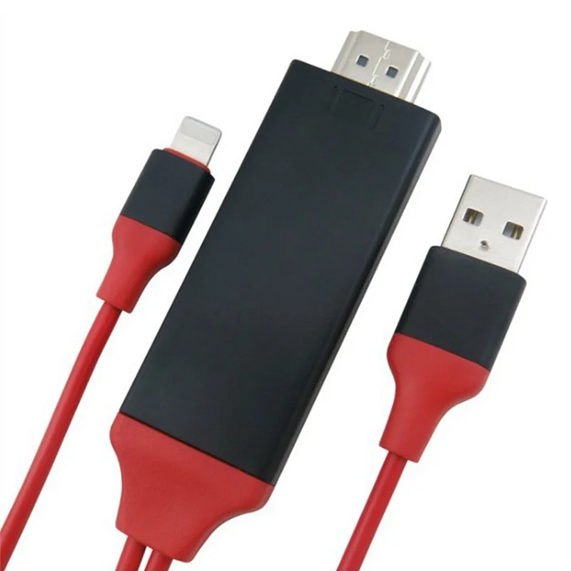 -A15I For  Interface To -Compatible CABLE-1080P HDTV To  Adapter Cable For Iphone Mobile To TV Projection Cable Red