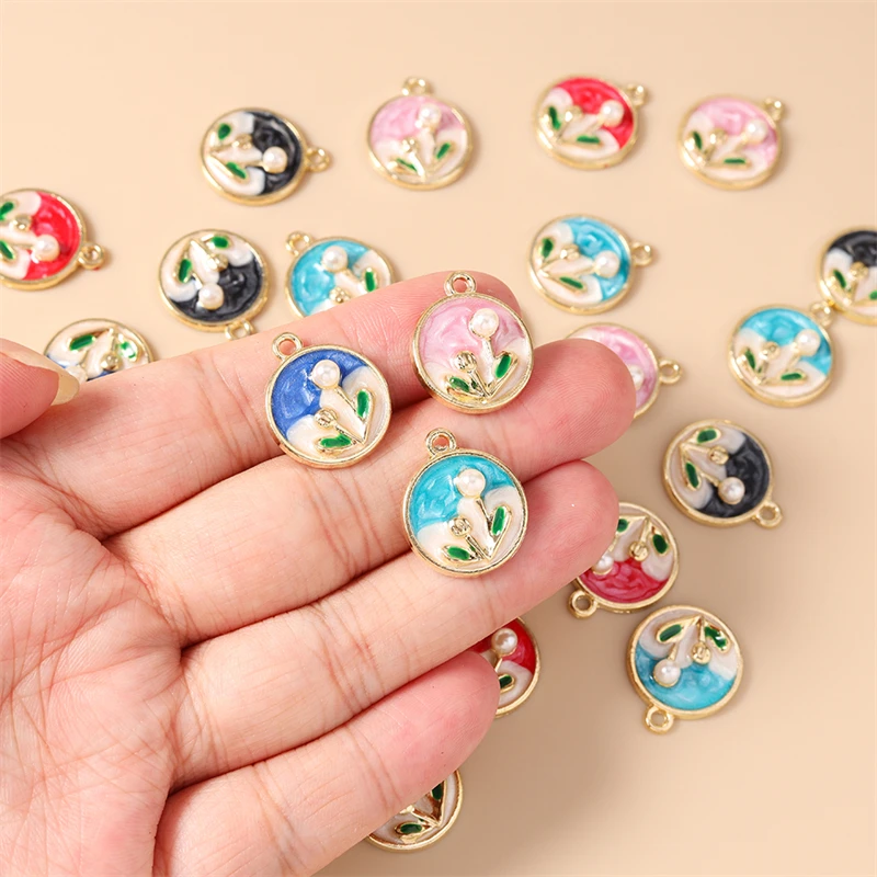 10 Stück niedliche, gemischte Pflanzenanhänger, Emaille-Blumen- und Kaktus-Anhänger für die Schmuckherstellung, Halsketten, Ohrringe, Armbänder, DIY-Bastelarbeiten, Geschenk – Detail 7