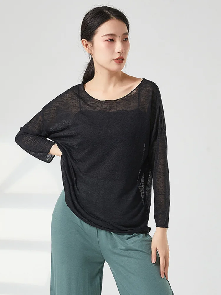 T-shirt a maniche lunghe per costume da ballo moderno allentato, compleanno, per le donne, festa, abiti latini, tinta unita, strada, jazz, notte