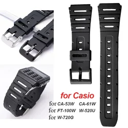 Rubber Sports Bracelet for Casio W-720 W-722 W-741 WL-100 CA-53 CA-61 Wristband Silicone Watch Strap Men Women Belt High Quality